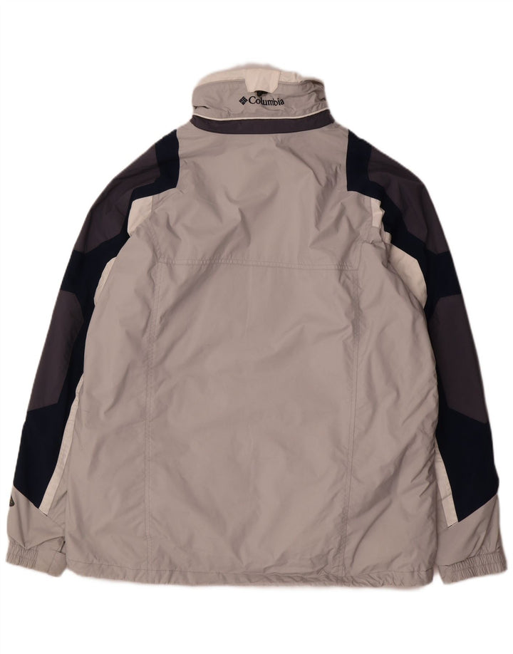 Jaqueta corta-vento masculina Columbia UK 40 grande cinza colorblock nylon