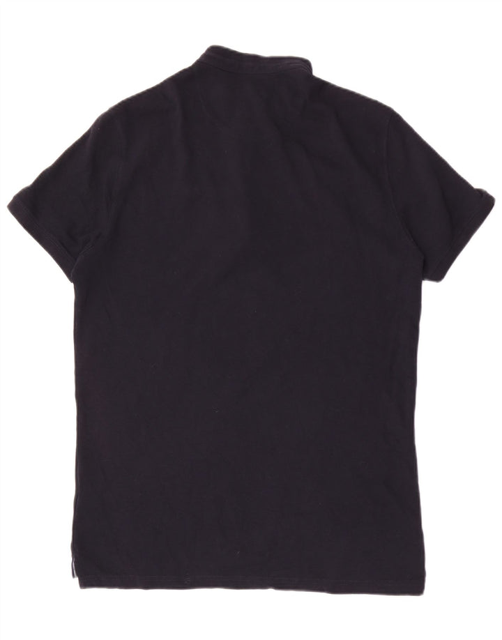 Camisa polo masculina MASSIMO DUTTI médio algodão azul marinho