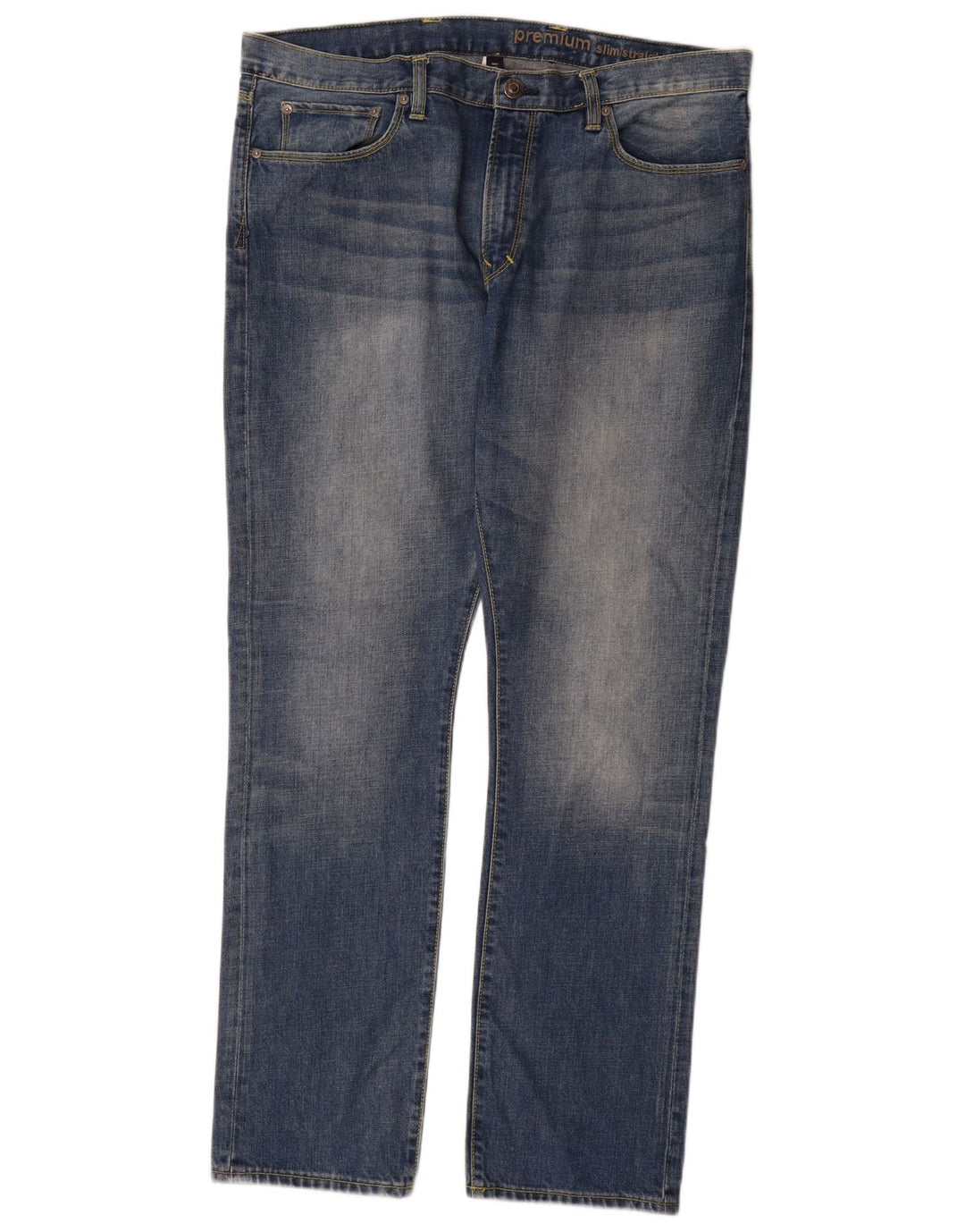 Gap Masculino Premium Slim Straight Jeans W36 L32 Azul Algodão