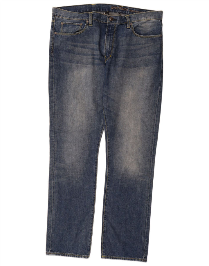 Gap Masculino Premium Slim Straight Jeans W36 L32 Azul Algodão