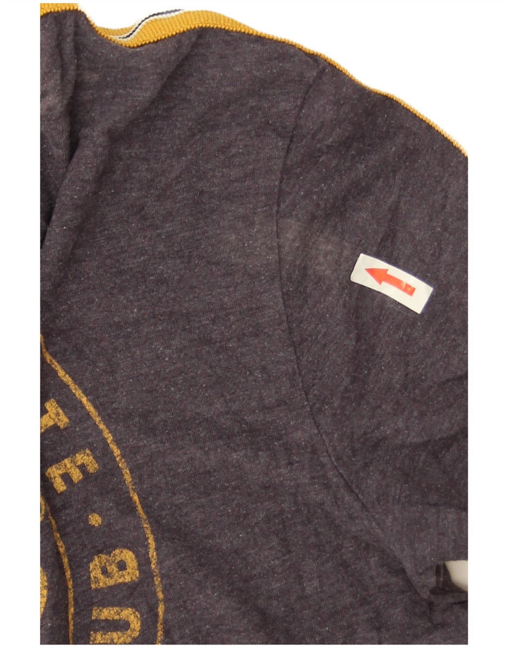 Camiseta feminina Superdry com estampa gráfica UK 12 algodão cinza médio