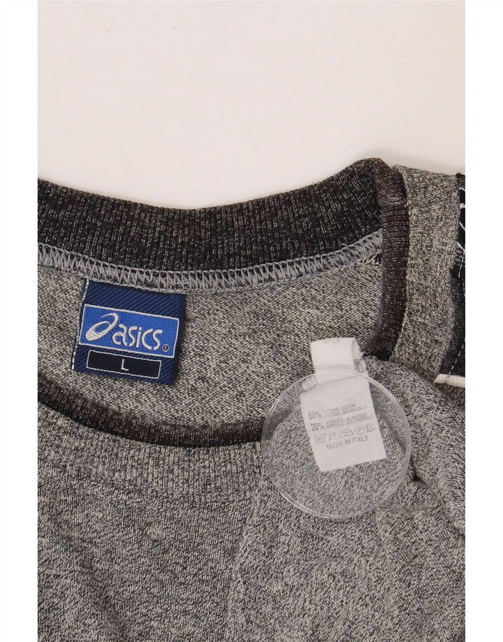 Camiseta gráfica masculina ASICS Top grande cinza colorblock algodão