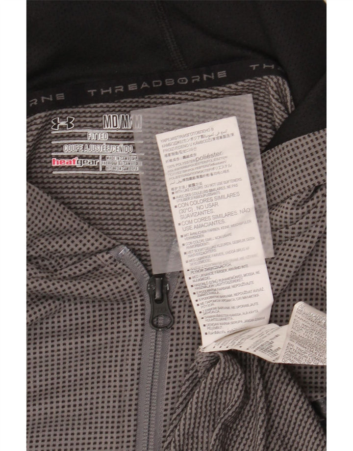 Suéter masculino UNDER ARMOUR Heat Gear Zip com capuz cinza médio poliéster