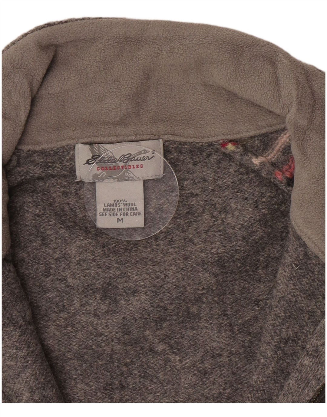 Suéter cardigã feminino Eddie Bauer Reino Unido 12 lã de carneiro listrada cinza médio