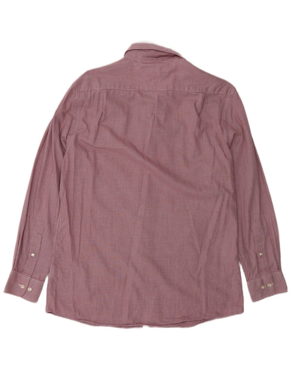 Camisa masculina Tommy Hilfiger Slim Fit tamanho 15 1/2 xadrez vermelho médio