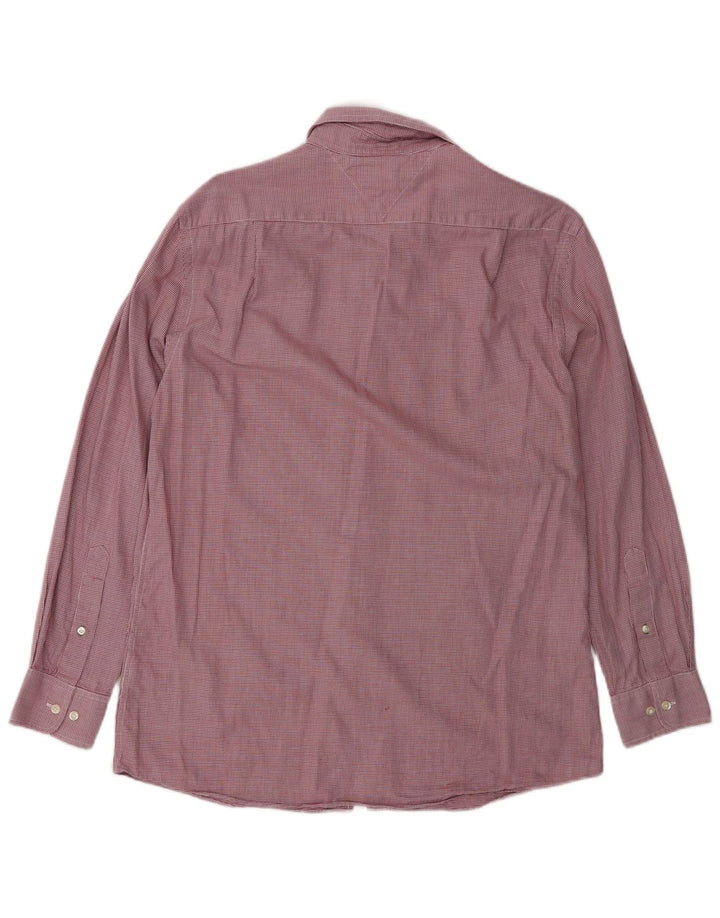 Camisa masculina Tommy Hilfiger Slim Fit tamanho 15 1/2 xadrez vermelho médio