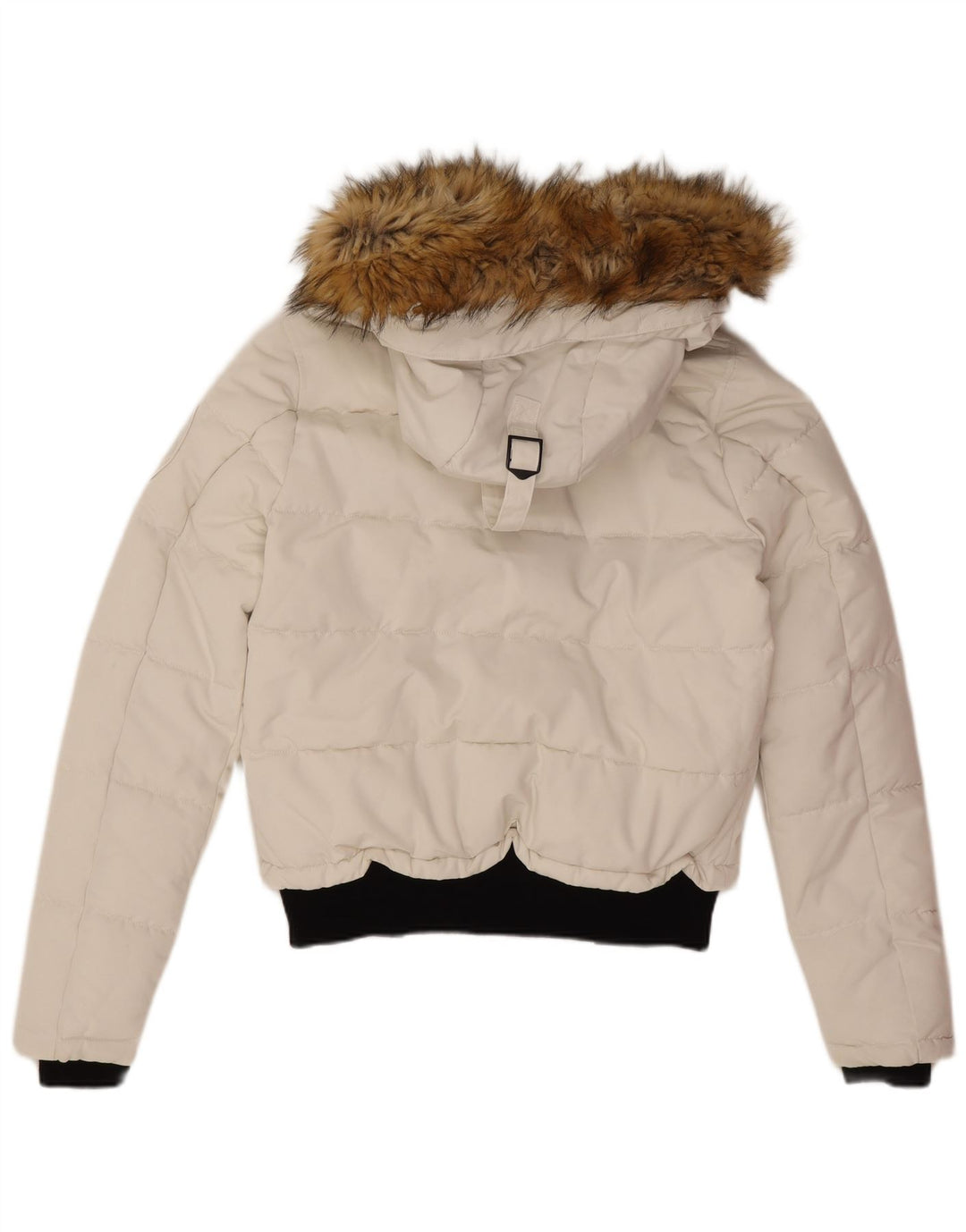 Jaqueta acolchoada com capuz superdimensionada feminina Superdry UK 10 poliéster branco pequeno