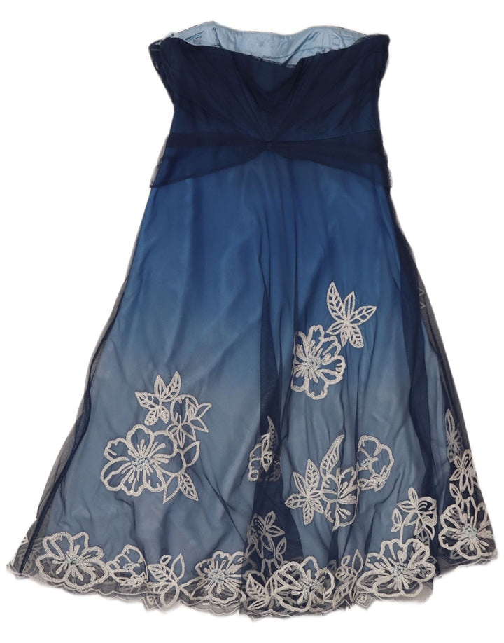 Vestido feminino COAST sem alças UK 10 pequeno poliéster floral azul