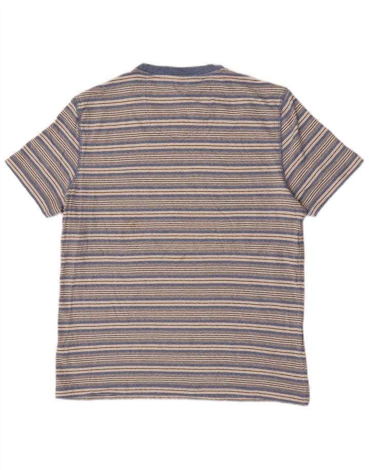 Camiseta masculina Fat Face Top grande algodão listrado azul