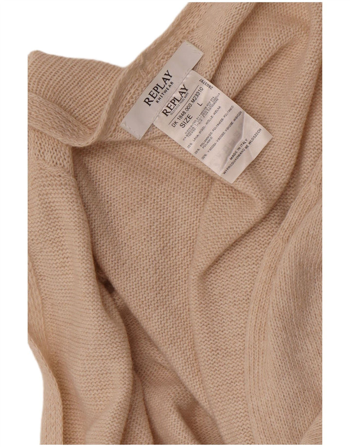 Suéter feminino Replay Open Cardigan UK 16 grande lã branca