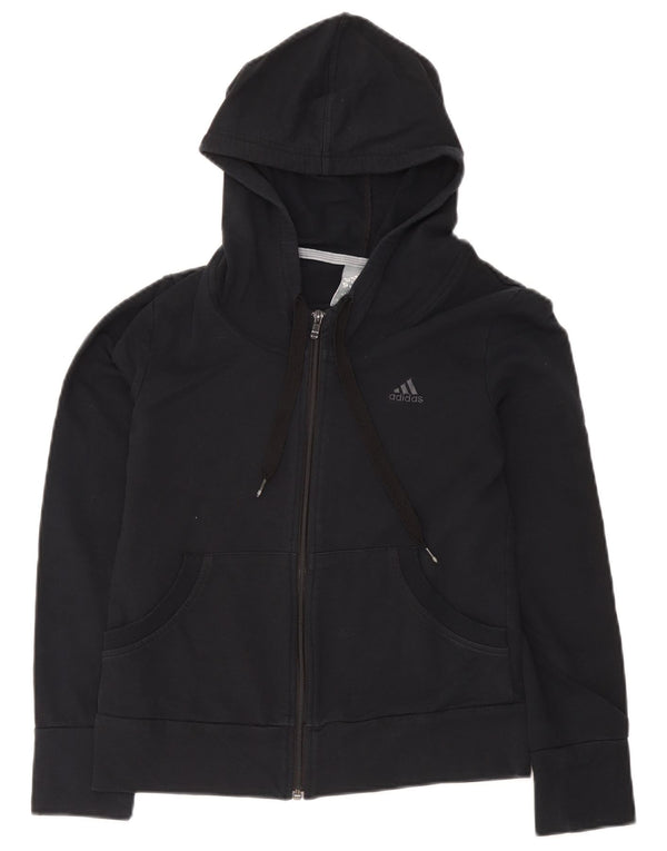 Suéter adidas feminino com capuz e zíper UK 14 médio algodão preto