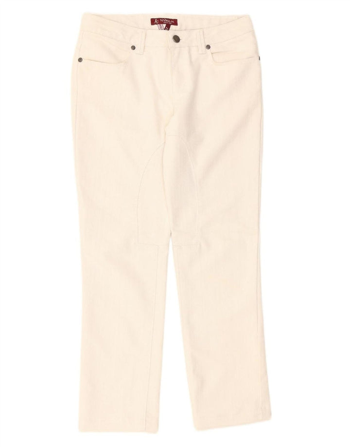 SIVIGLIA Jeans retos femininos W27 L27 algodão branco