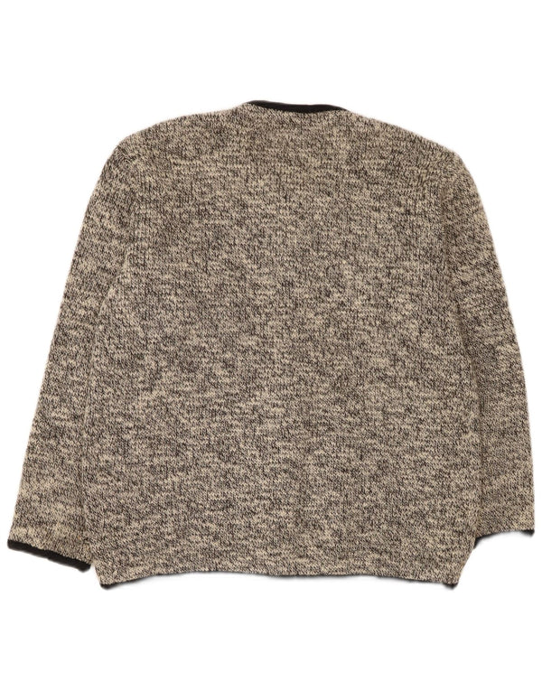 Suéter cardigã feminino vintage Reino Unido 16 grande cinza manchado