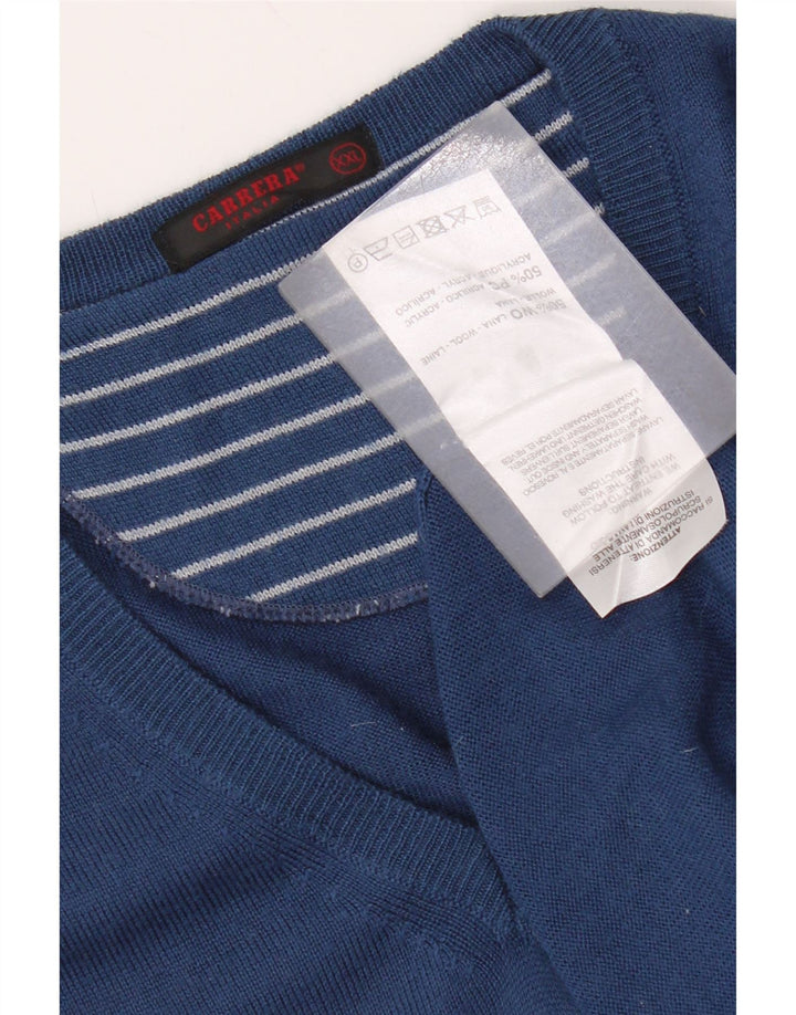 Suéter masculino Carrera com decote em V 2XL lã azul