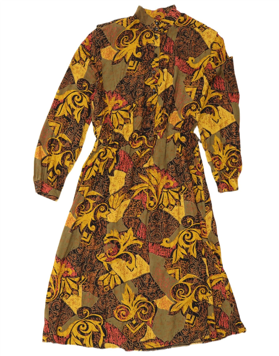 Vestido maxi feminino vintage UK 16 grande paisley multicolorido