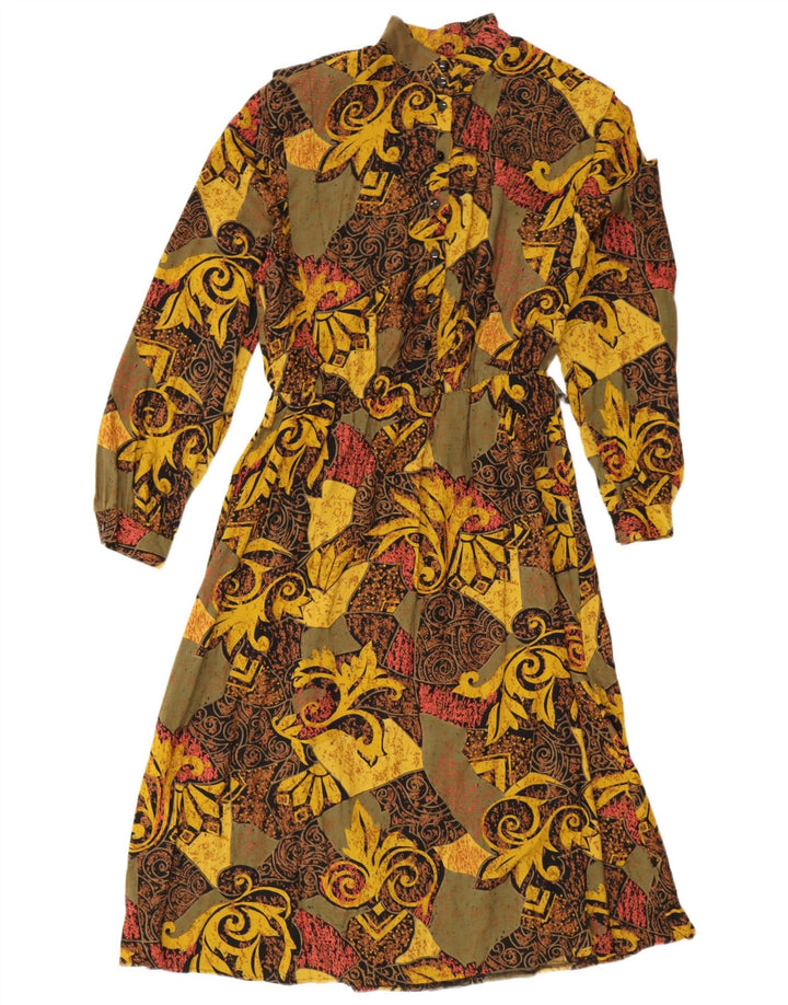 Vestido maxi feminino vintage UK 16 grande paisley multicolorido