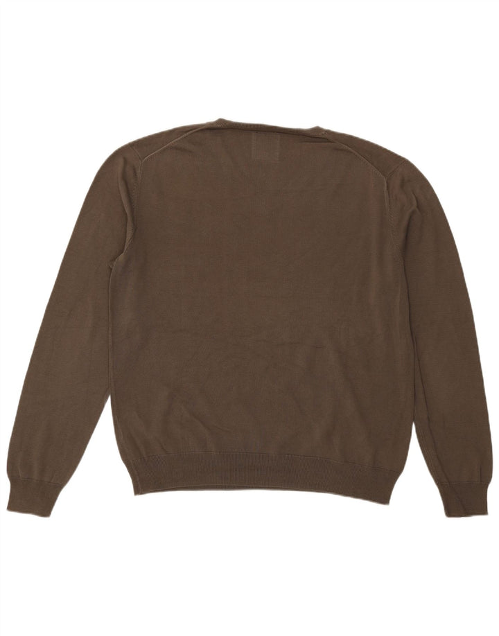Suéter masculino Sun68 com decote em V XL de algodão cáqui