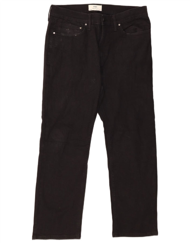 Jeans retos masculinos Marks & Spencer W34 L29 algodão preto