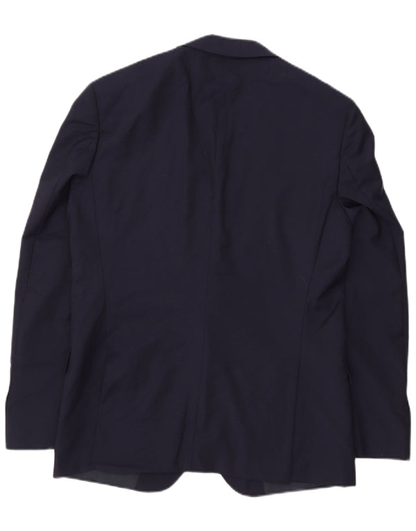 Jaqueta blazer masculina Hugo Boss com 2 botões UE 50 grande lã azul marinho