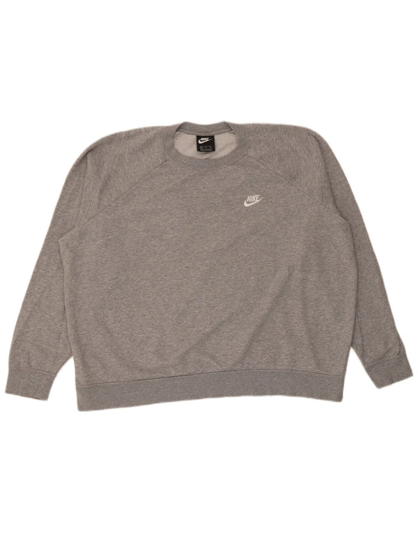 Nike feminino oversized moletom jumper UK 20 2XL cinza manchado algodão