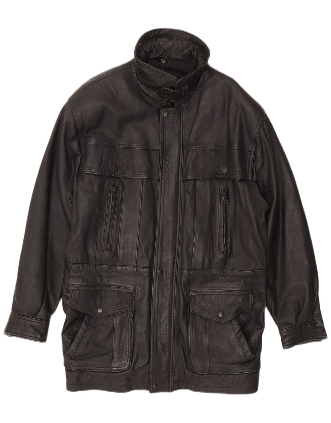 Jaqueta de couro masculina vintage EU 50 grande couro preto