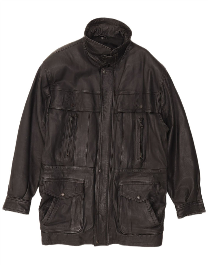 Jaqueta de couro masculina vintage EU 50 grande couro preto