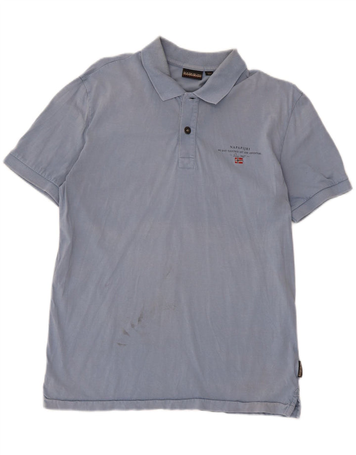 Camisa pólo geográfica masculina NAPAPIJRI grande azul