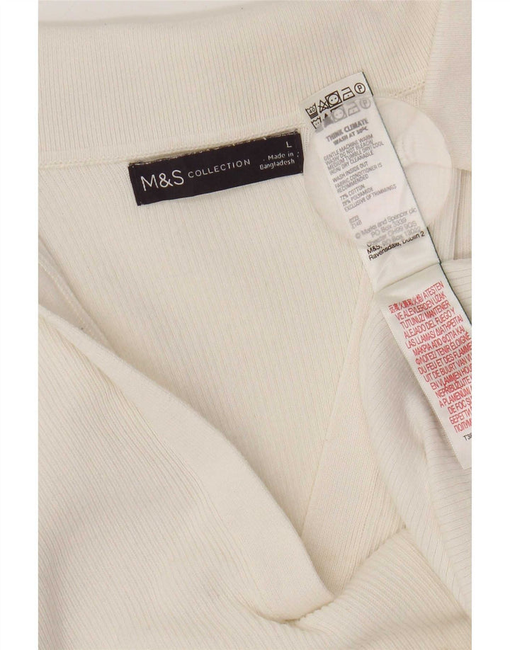 Camisa polo feminina Marks & Spencer Reino Unido 14 grande algodão branco