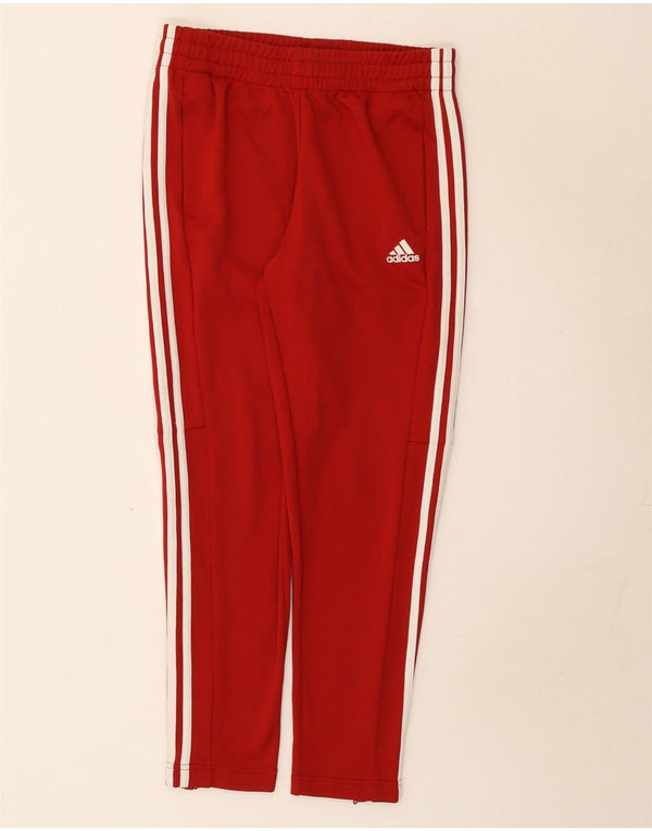Calças de treino femininas Adidas UK 12/14 poliéster vermelho médio