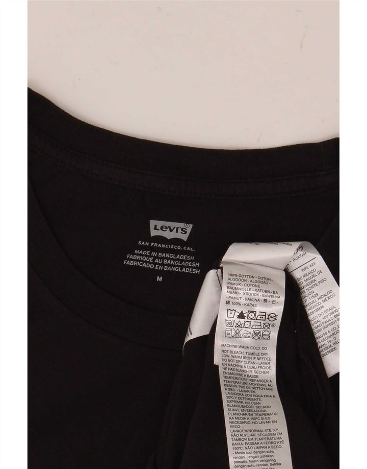 Camiseta feminina gráfica Levi's Top UK 12 algodão preto médio