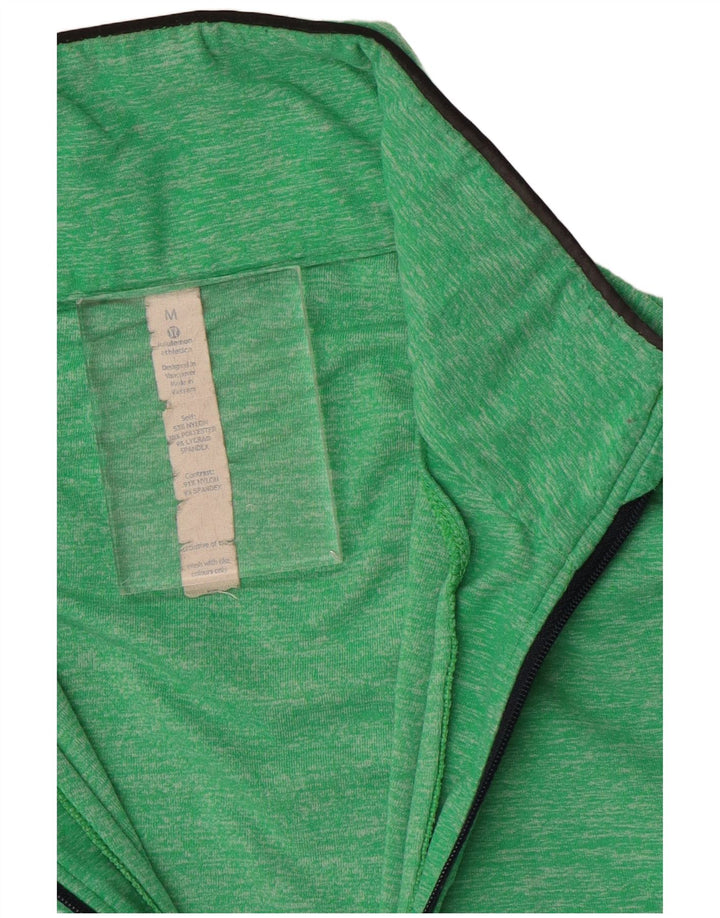 Lululemon Pulôver masculino com zíper e gola em nylon manchado verde médio