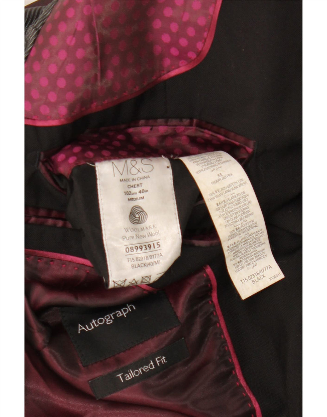 Jaqueta blazer masculina Marks & Spencer Autograph 2 botões Reino Unido 40 grande preta