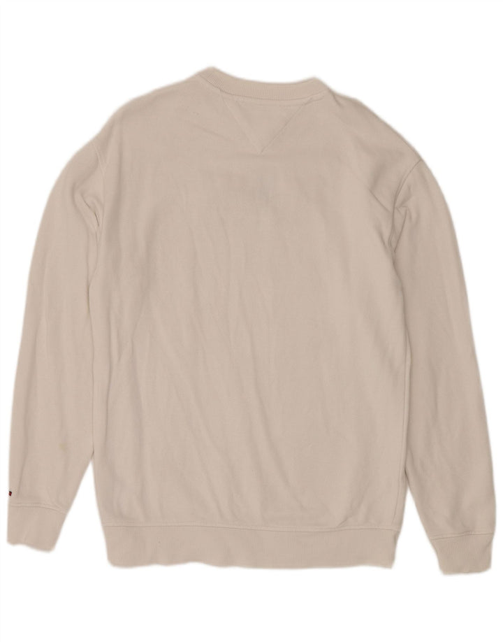 TOMMY HILFIGER Mens Graphic Sweatshirt Jumper XS White Cotton