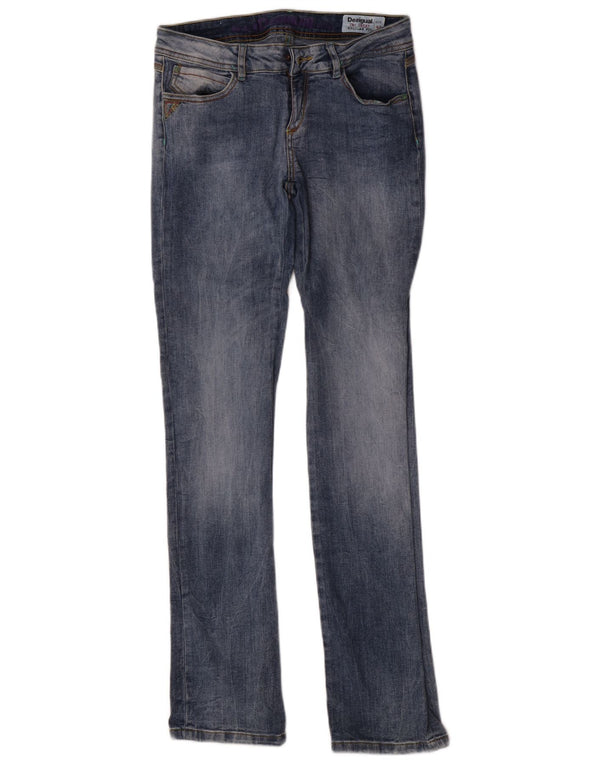 Desigual Jeans feminino regular fit reto W30 L32 algodão azul