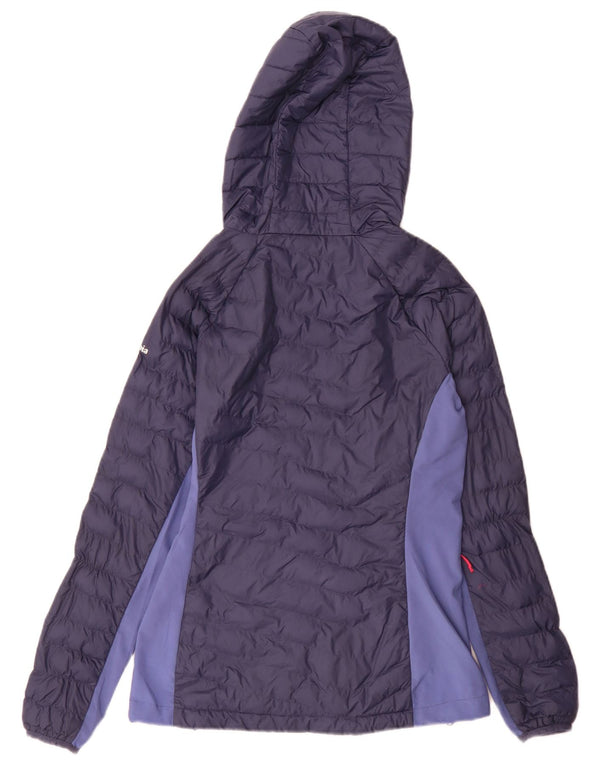 Jaqueta acolchoada feminina Columbia UK 8 pequena azul marinho colorblock esportiva