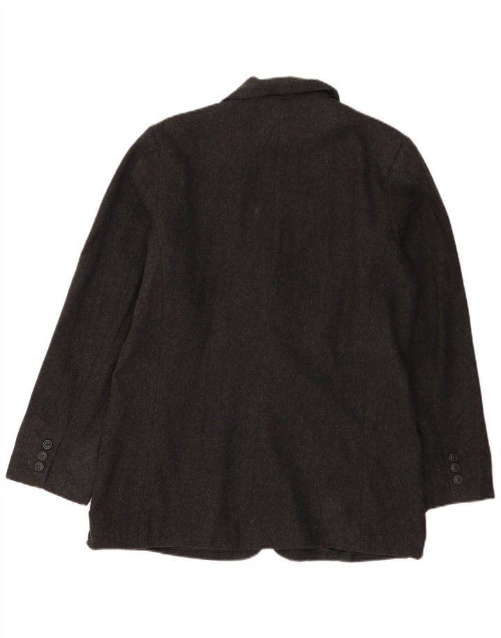 Jaqueta blazer feminina EDDIE BAUER com 3 botões Reino Unido 14 lã cinza médio