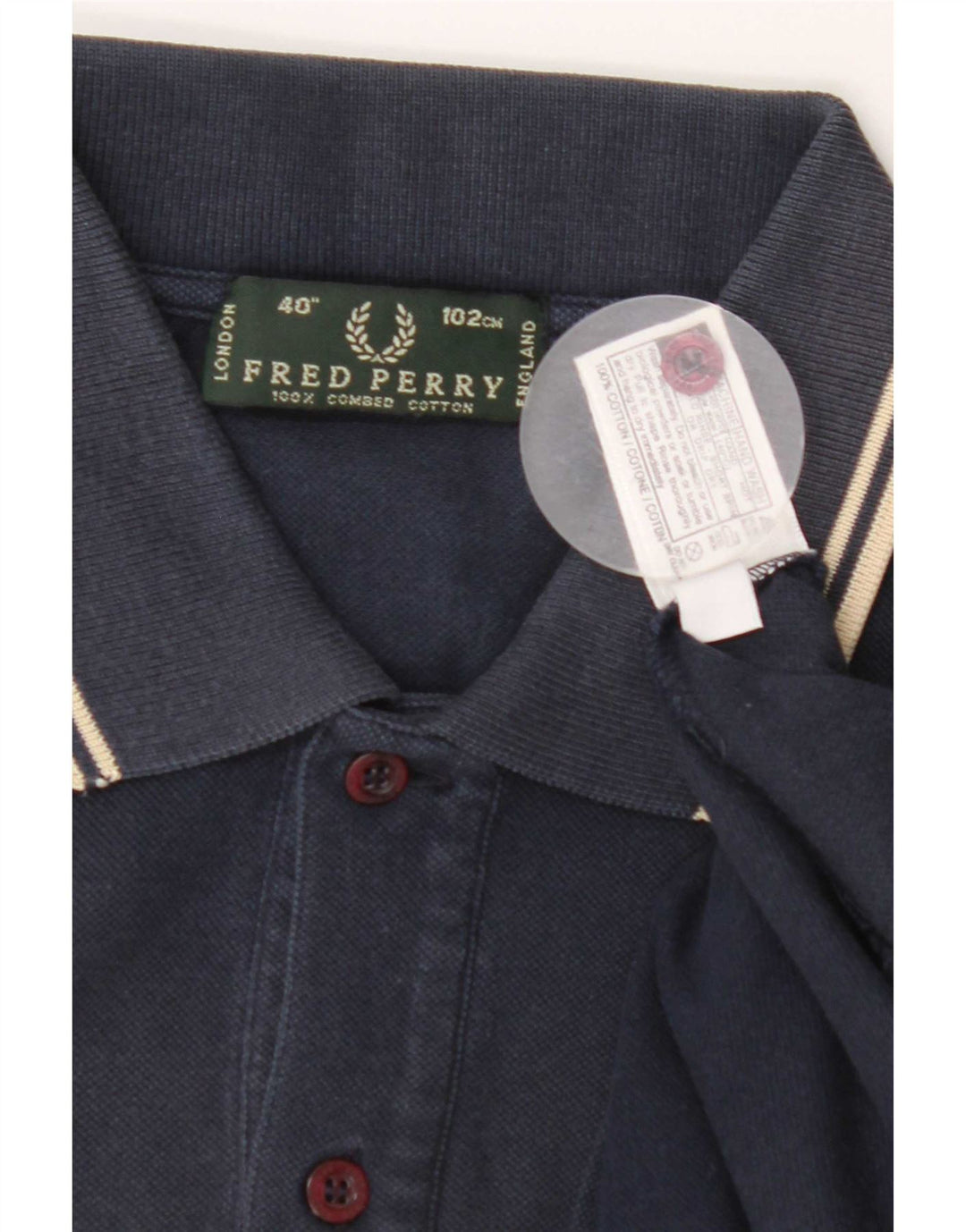Camisa polo masculina Fred Perry média listrada azul marinho de algodão