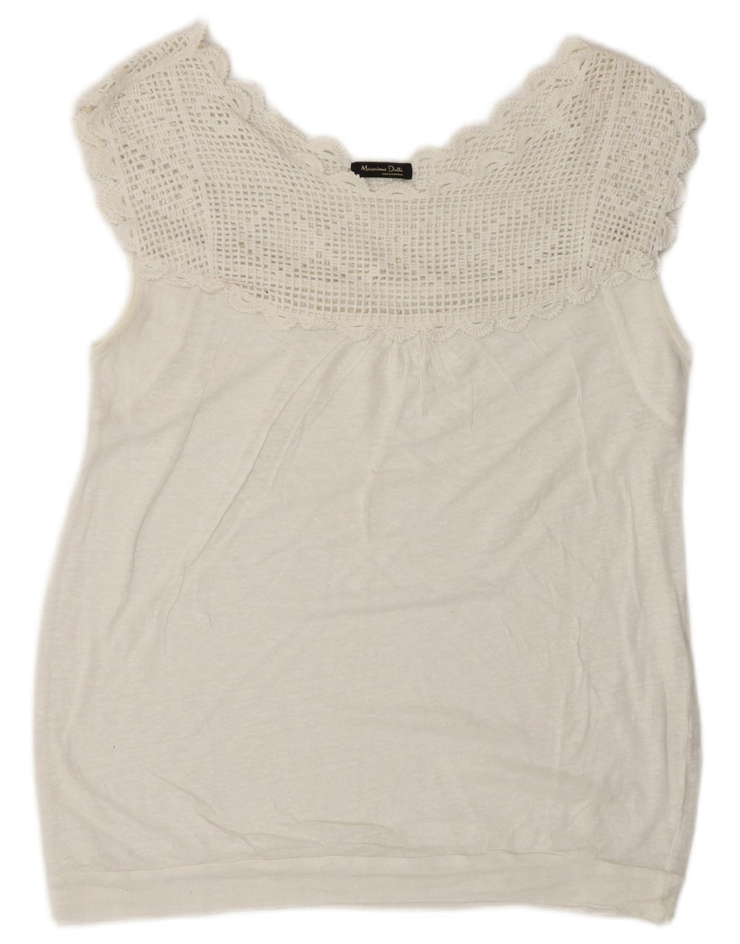 Blusa feminina sem mangas Massimo Dutti UK 16 grande branco