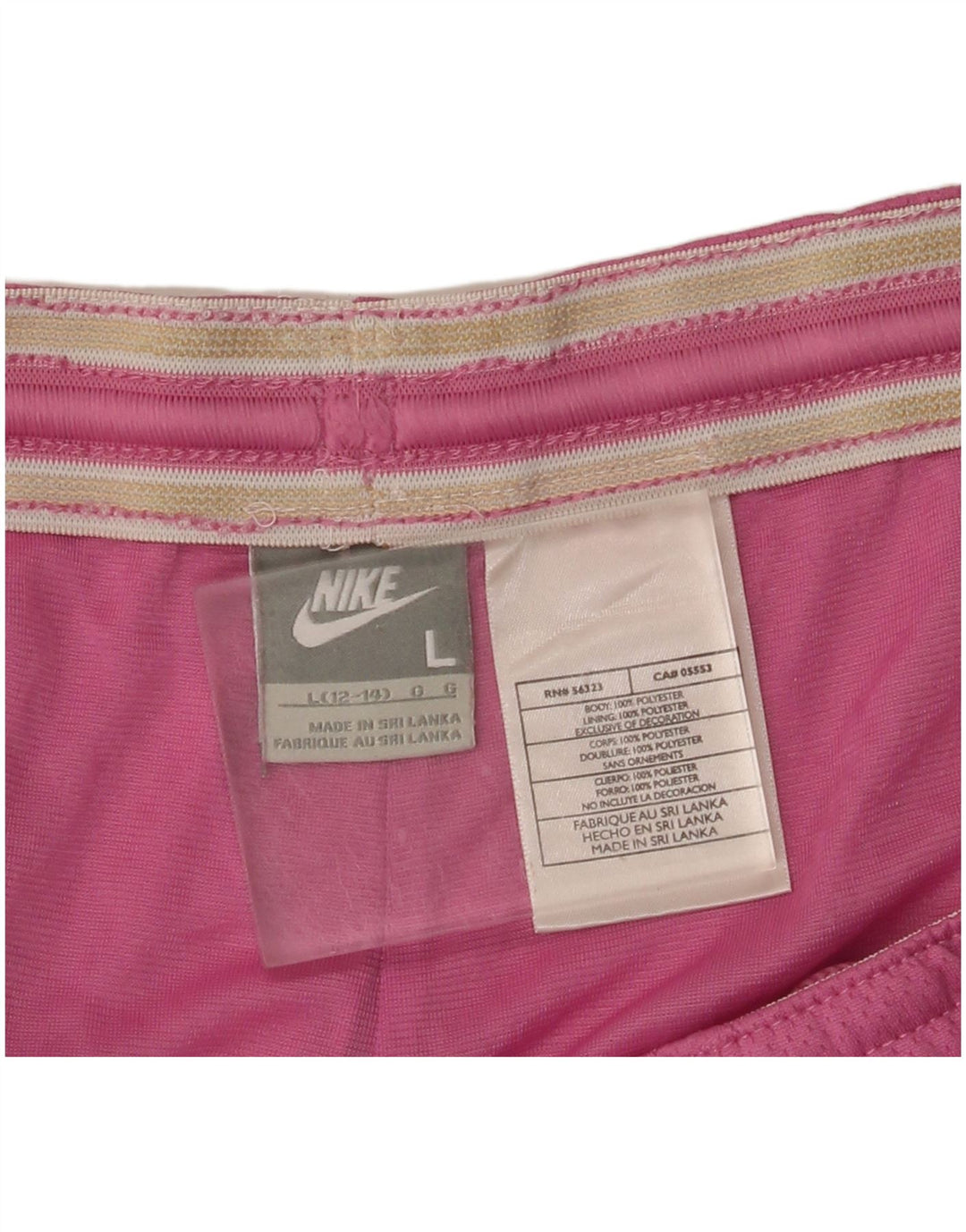 Shorts esportivos femininos NIKE EUA 12/14 grande poliéster rosa