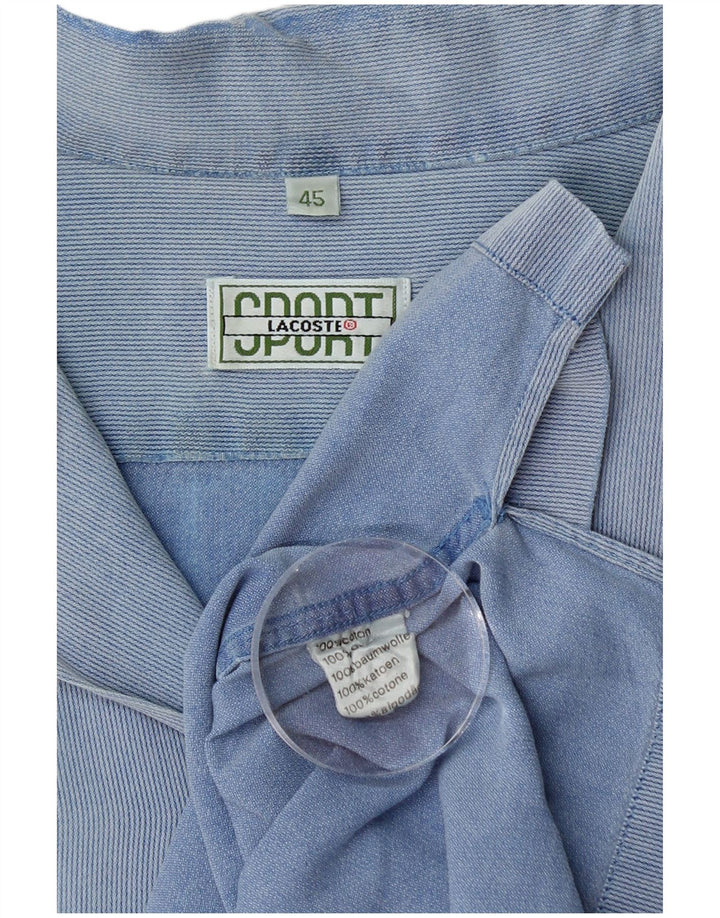 Camisa masculina de manga curta LACOSTE tamanho 45 XL algodão listrado azul