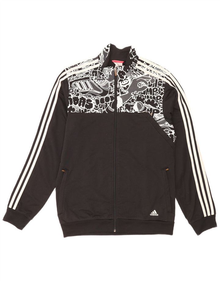 Adidas Mens Treino Top Jaqueta Médio Preto Geométrico Poliéster Esportes