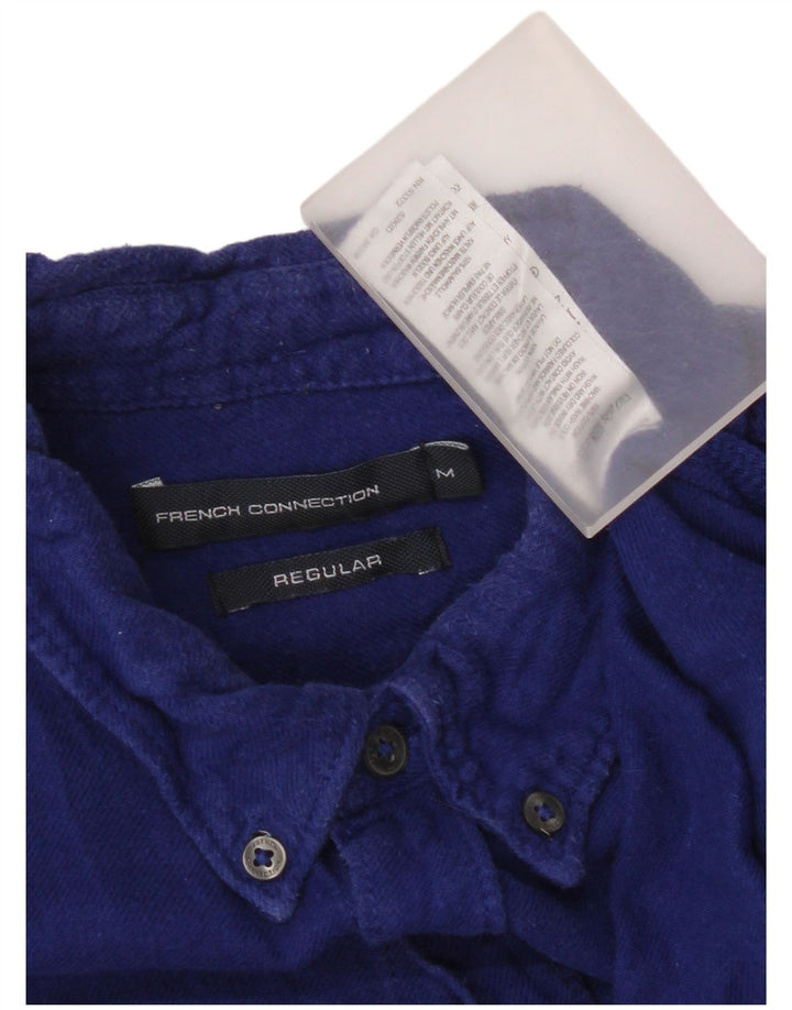 Camisa masculina de flanela de ajuste regular French Connection algodão azul médio