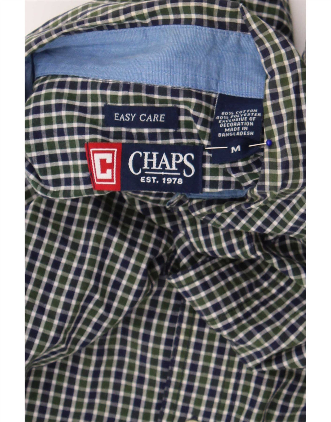 Camisa masculina Classic Fit da Chaps, algodão guingão verde médio