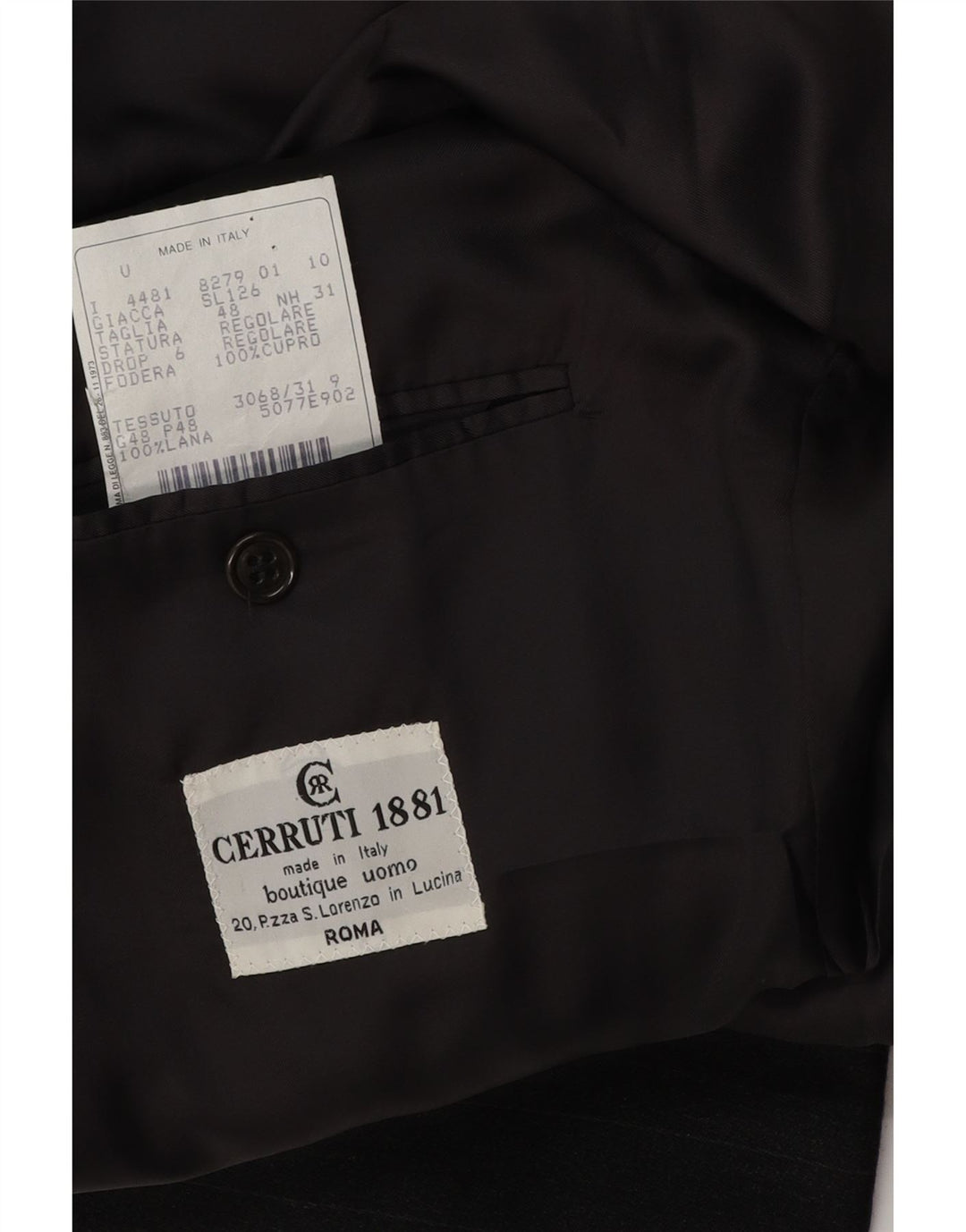 Jaqueta blazer masculina Cerruti 1881 com peito duplo IT 48 risca de giz cinza médio