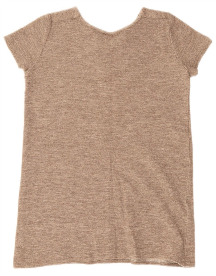Camiseta feminina Zara UK 12 marrom médio manchado