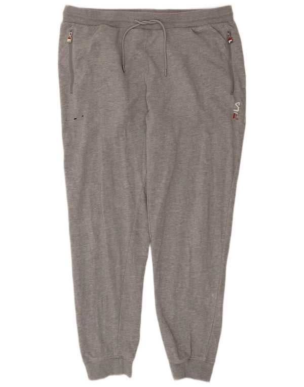 Calça de treino masculina Fila Joggers 2XL algodão manchado cinza