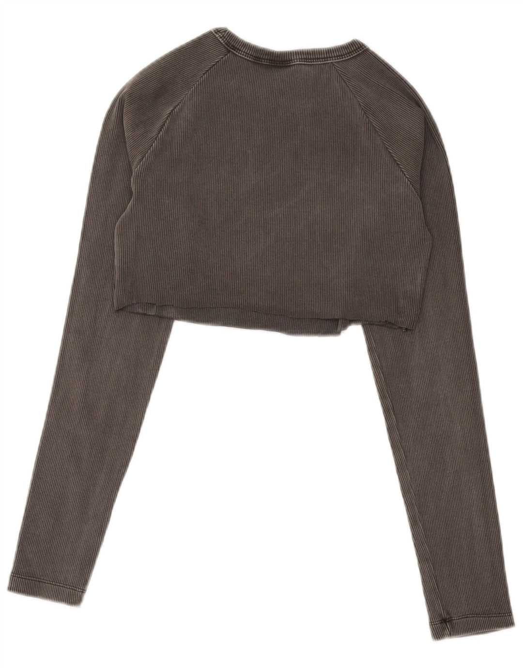 Adidas Womens Crop Top Manga Longa Reino Unido 12/14 Médio Cinza Algodão