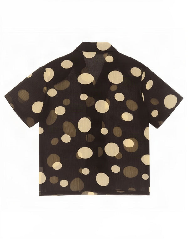 Blusa feminina vintage de manga curta UK 16 bolinhas pretas grandes