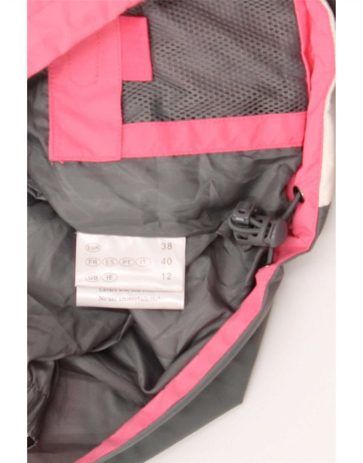 Jaqueta de esqui vintage feminina com capuz UK 12 poliamida colorblock rosa médio