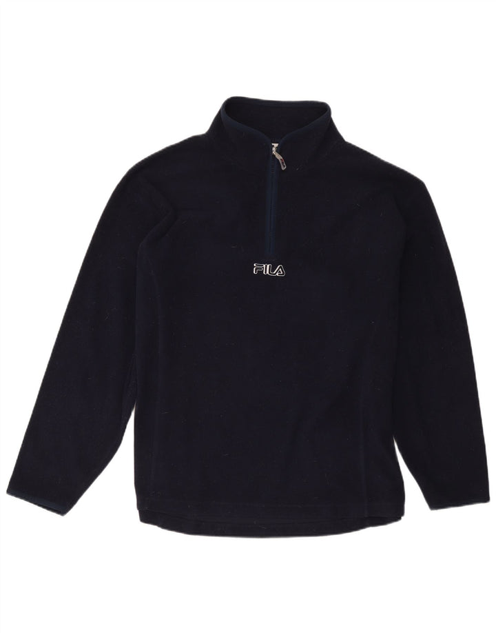 Fila Suéter masculino de lã com zíper e gola média azul marinho poliéster